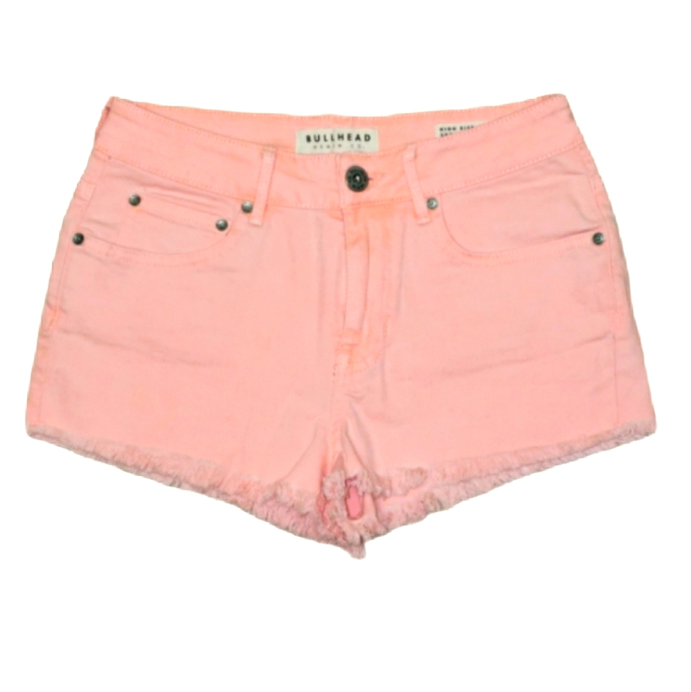 Pac Sun Bullhead High Rise Shorts Juniors Size 5 Neon Coral Pink Cut Off
